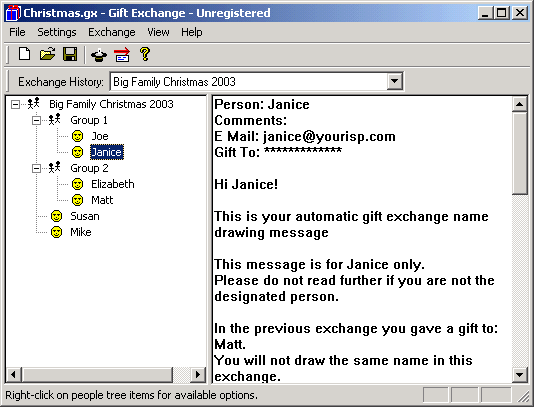 Gift Exchange Screen shot